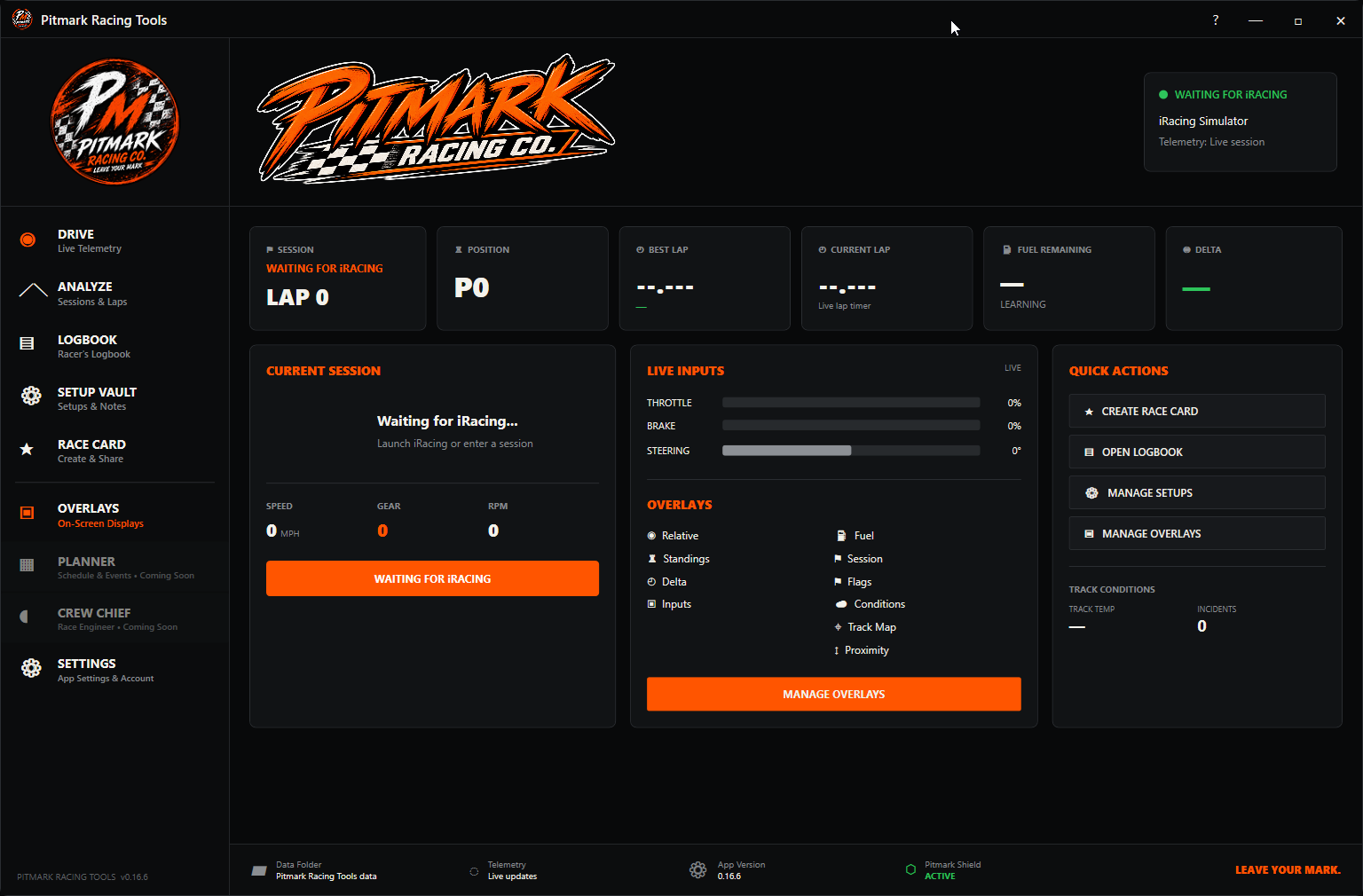Pitmark Racing Tools Windows application